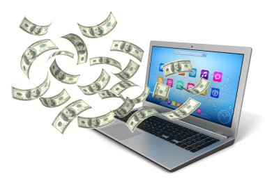 Çevrimiçi para kazanma kavramı 3d illüstrasyon izole