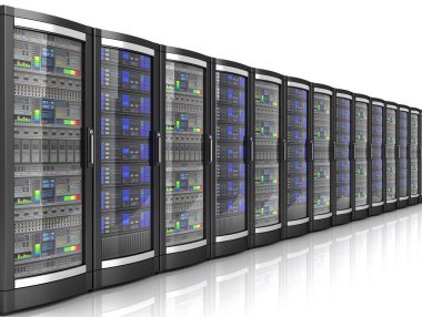 ağ çalışma istasyonu sunucuları beyaz arkaplanda izole edilmiş 3d illüstrasyon