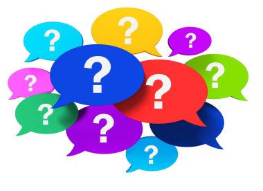 konuşma kabarcıklar kavramı 3d illüstrasyon izole beyaz zemin üzerine sorular