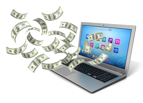 Çevrimiçi para kazanma kavramı 3d illüstrasyon izole