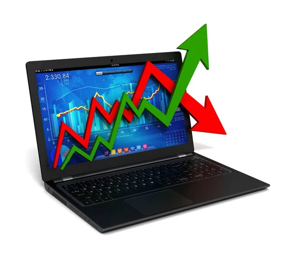 Laptop Ekonomi Grafik Grafik Çizim — Stok fotoğraf