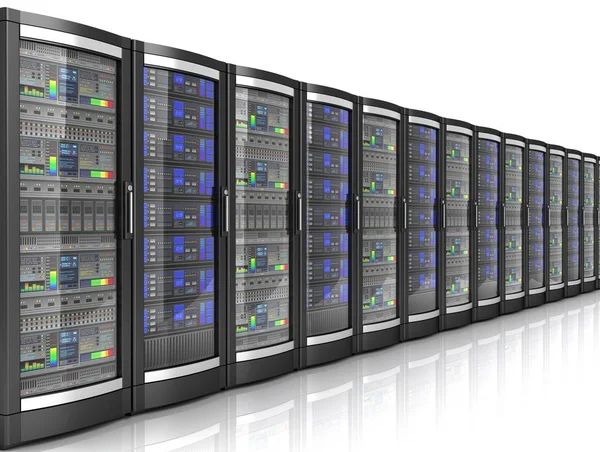 ağ çalışma istasyonu sunucuları beyaz arkaplanda izole edilmiş 3d illüstrasyon