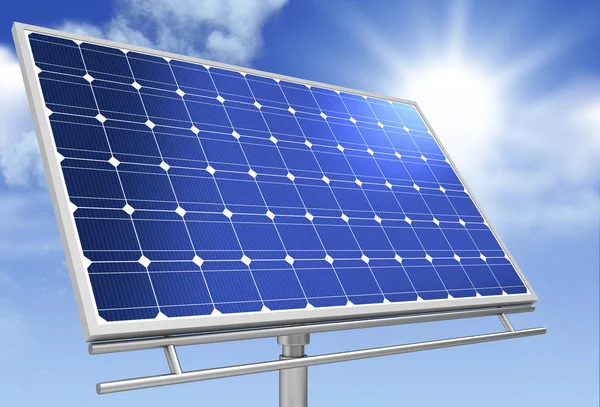 Concepto Panel Solar Ilustración Fondo Del Cielo — Foto de Stock