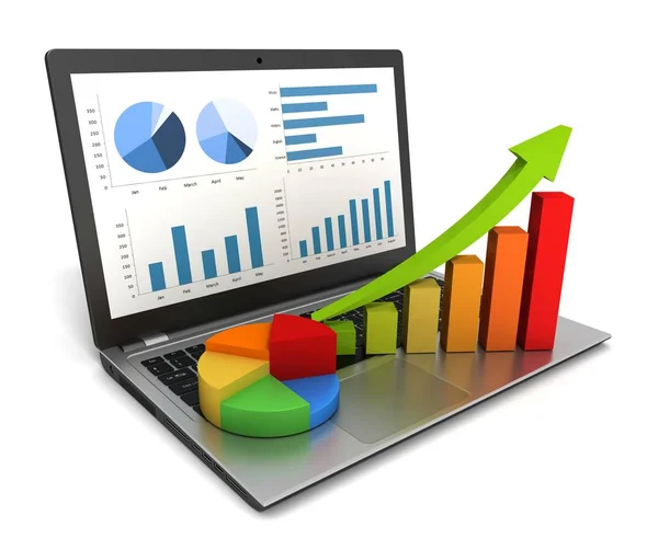 Laptop Business Finance Graph Chart Illustration — Stock Photo, Image