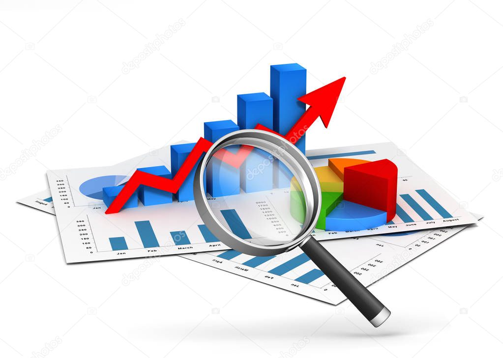 business finance graph chart 3d illustration isolated