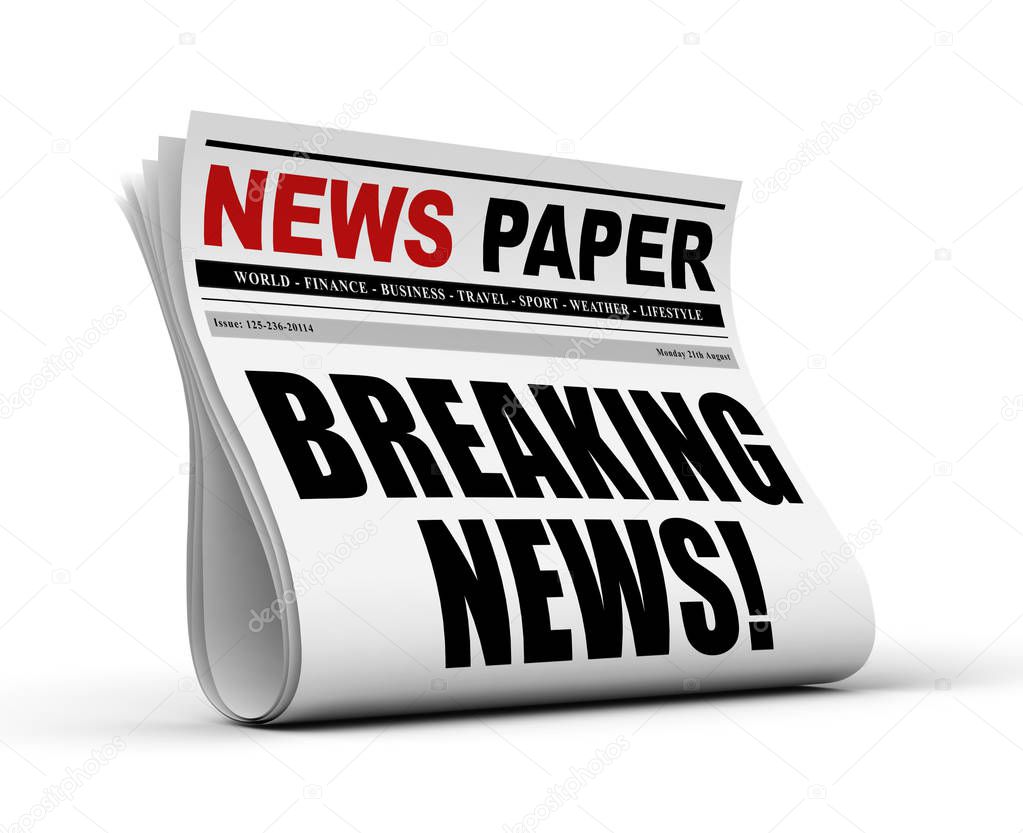 newspaper concept 3d illustration isolated on white background
