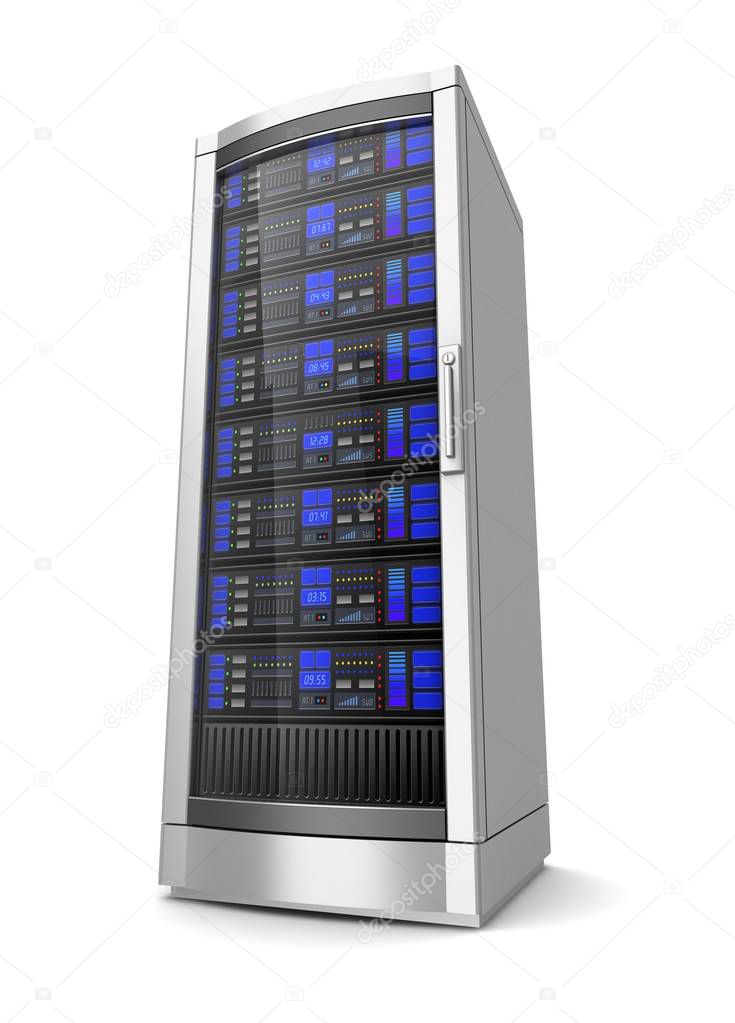 network workstation server 3d illustration isolated on white background