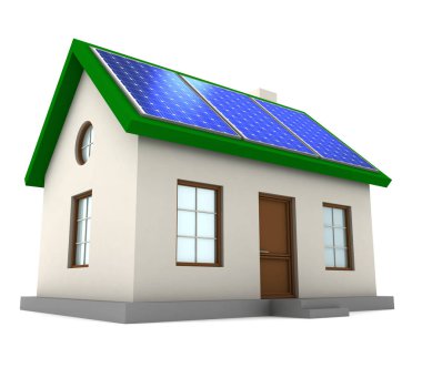 ev güneş paneli kavramı 3d çizim ile