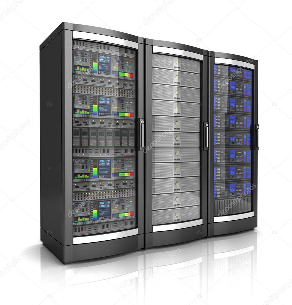 network workstation servers 3d illustration