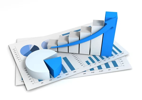 Üzleti pénzügyi grafikont 3D-s illusztráció — Stock Fotó