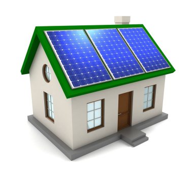 ev güneş paneli kavramı 3d çizim ile