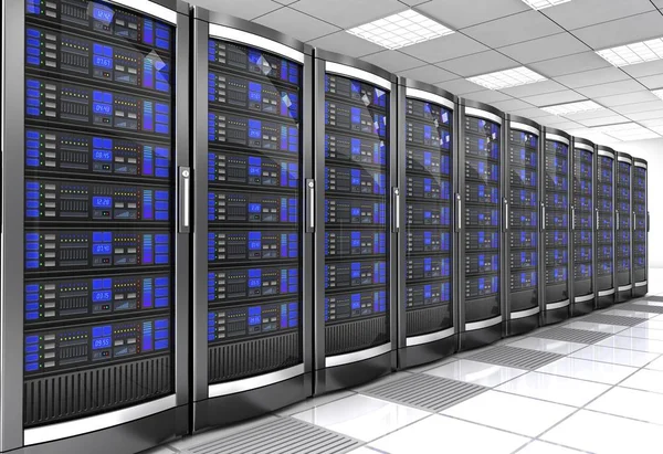 Netzwerk Workstation Server Raum 3D Illustration — Stockfoto