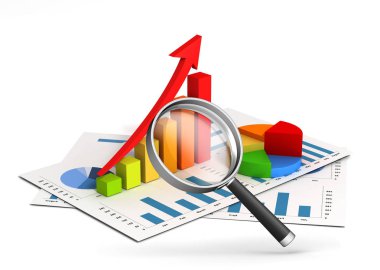 business finanse grafiği 3d illüstrasyon izole