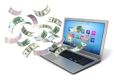 Çevrimiçi para kazanma kavramı 3d illüstrasyon izole