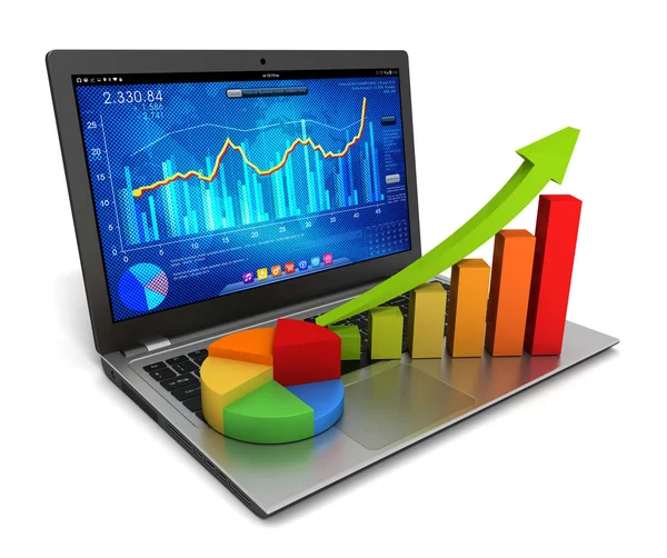 Laptop Business Finance Graph Chart Illustration — Stock Photo, Image