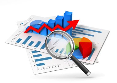 business finanse grafiği 3d illüstrasyon izole