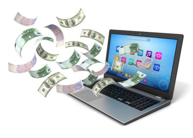 Çevrimiçi para kazanma kavramı 3d illüstrasyon izole