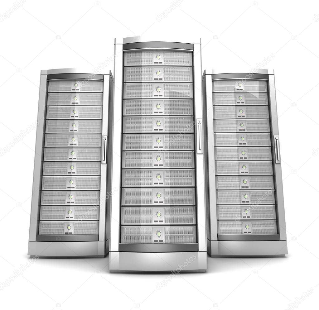 network workstation servers 3d illustration isolated on white background