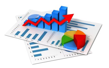 business finanse grafiği 3d illüstrasyon izole