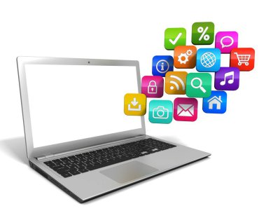 hareketlilik ve medya kavramı 3d illüstrasyon izole beyaz arka plan üzerinde