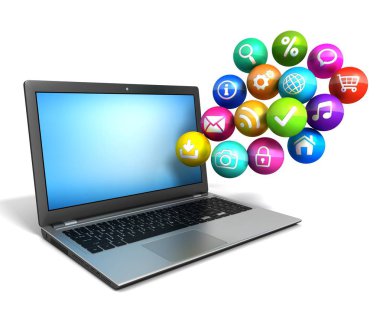 hareketlilik ve medya kavramı 3d illüstrasyon izole beyaz arka plan üzerinde