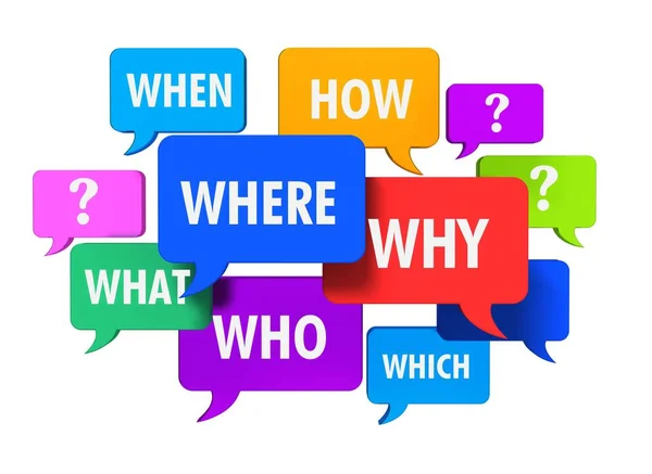 Questions Speech Bubbles Concept Illustration Isolated White Background — Stock Photo, Image