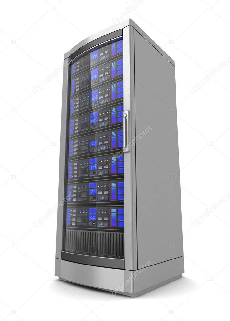 network workstation server 3d illustration isolated on white background