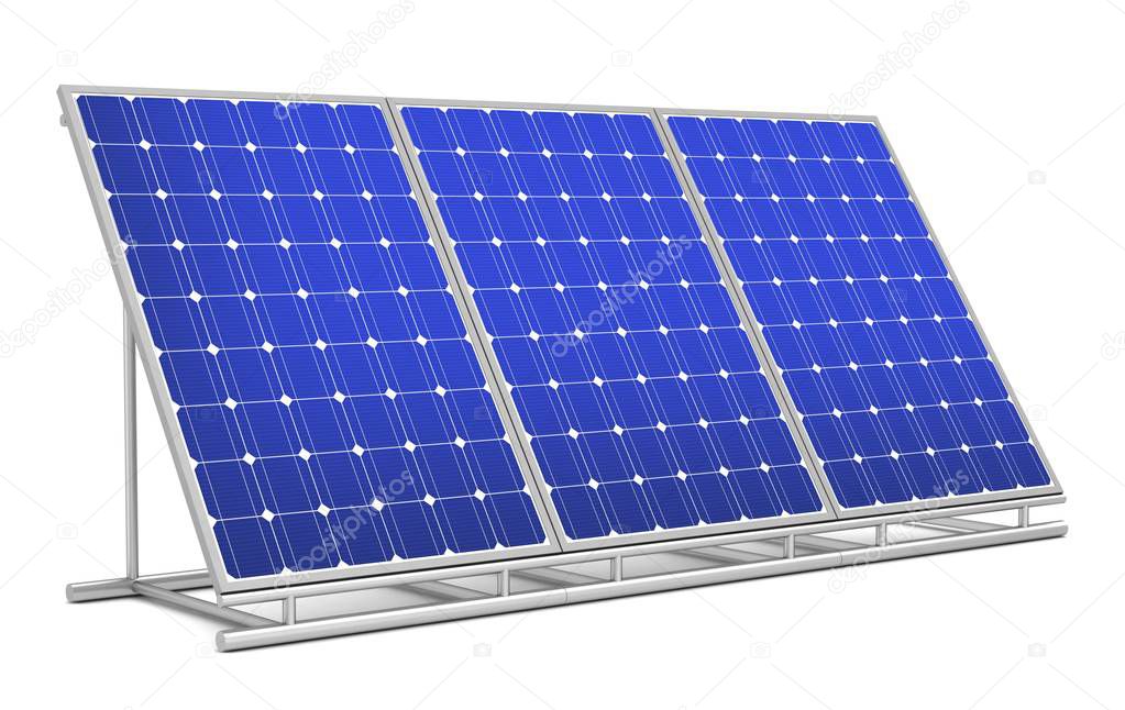 solar panel concept 3d illustration isolated on white background