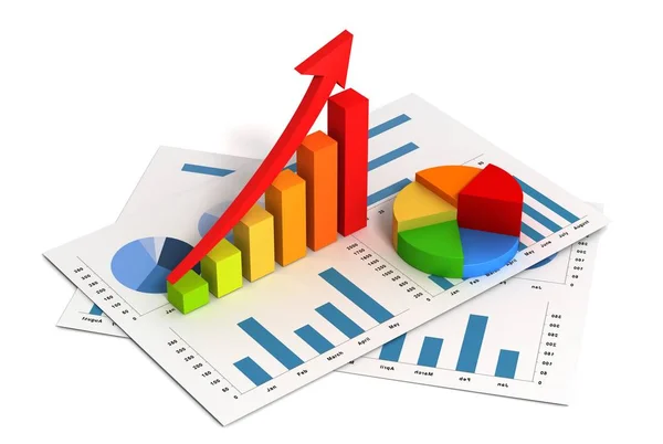 business finance graph chart 3d illustration isolated