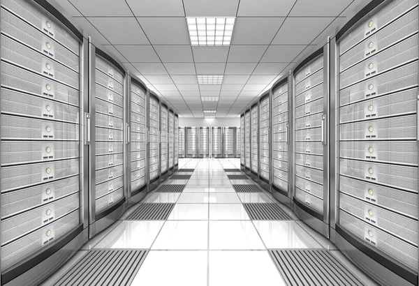 Rețea Stație Lucru Server Cameră Concept Ilustrație — Fotografie, imagine de stoc