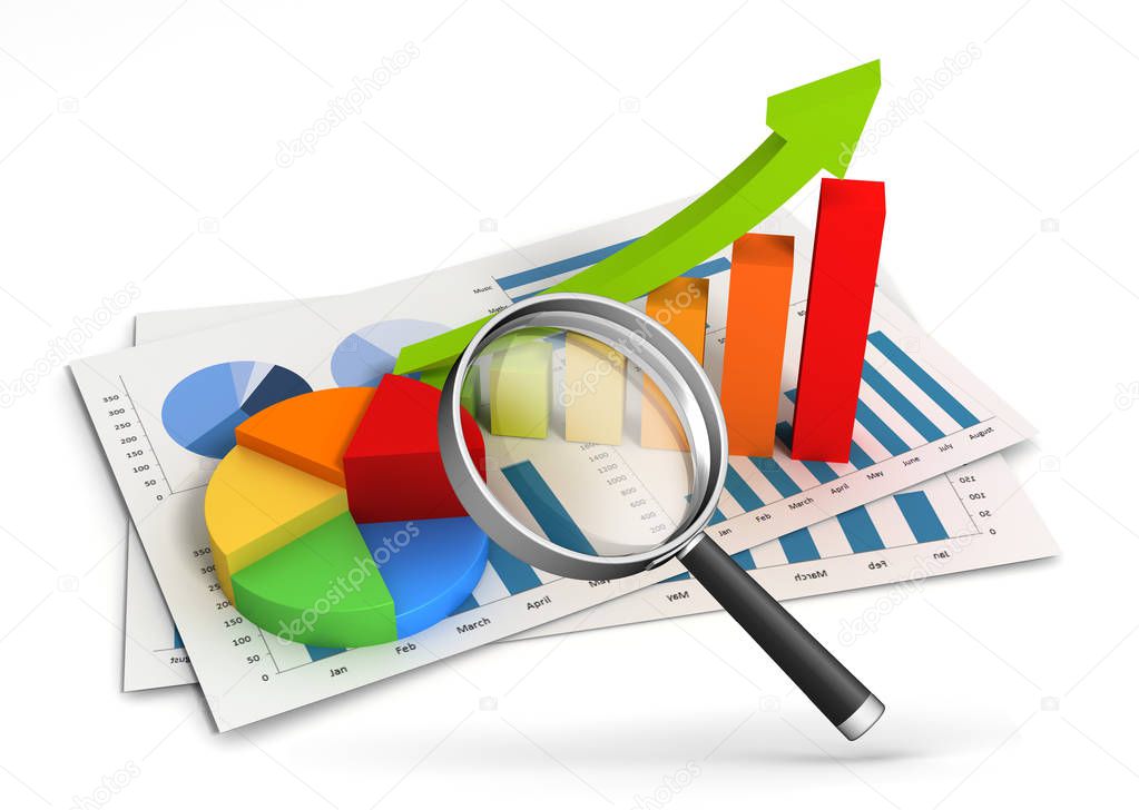 business finance graph chart 3d illustration isolated