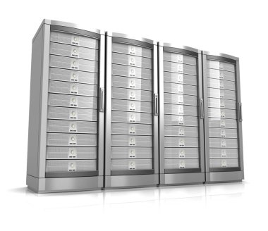 ağ çalışma istasyonu sunucuları beyaz arkaplanda izole edilmiş 3d illüstrasyon