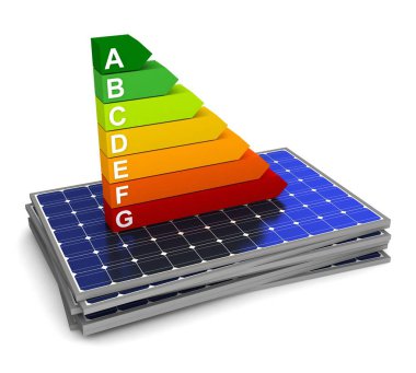 Güneş paneli konsepti beyaz arkaplanda izole edilmiş 3d illüstrasyon