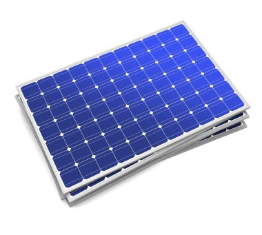 Güneş paneli konsepti beyaz arkaplanda izole edilmiş 3d illüstrasyon