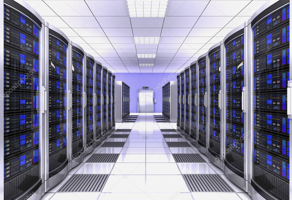 network workstation server room concept 3d illustration