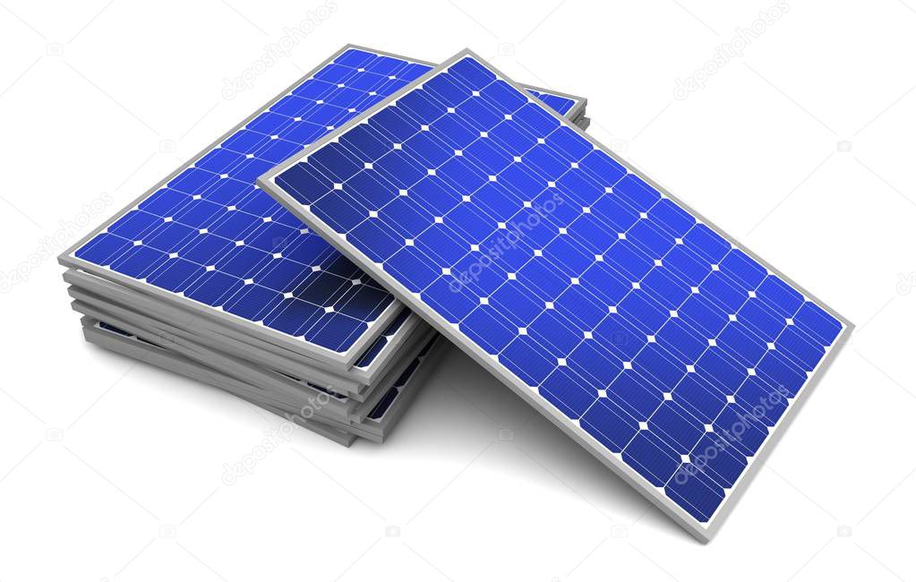 solar panel concept 3d illustration isolated on white background