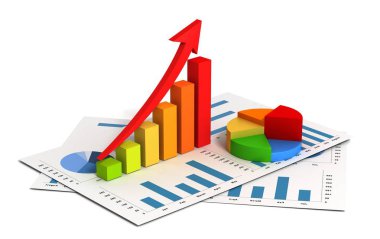 business finanse grafiği 3d illüstrasyon izole