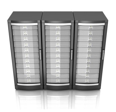 ağ çalışma istasyonu sunucuları beyaz arkaplanda izole edilmiş 3d illüstrasyon