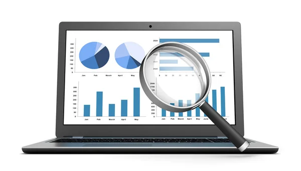 Laptop Och Business Finance Diagram Diagram Illustration — Stockfoto