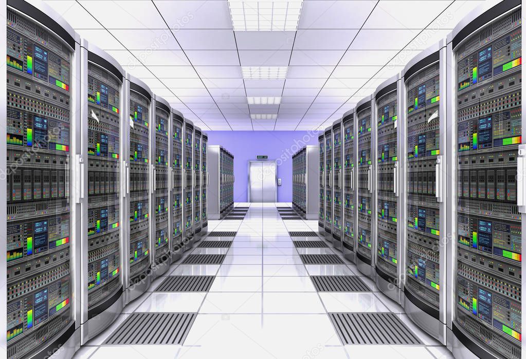 network workstation server room concept 3d illustration