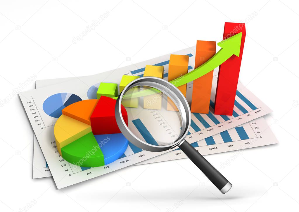 business finance graph chart 3d illustration isolated