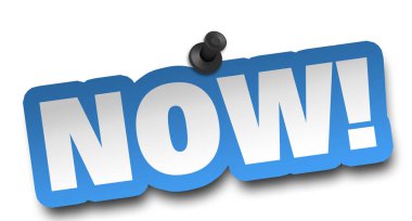 Şimdi konsept 3d illüstrasyon izole beyaz arka plan üzerinde