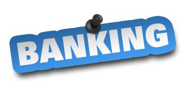 Bankacılık kavramı beyaz arkaplanda izole edilmiş 3d illüstrasyon