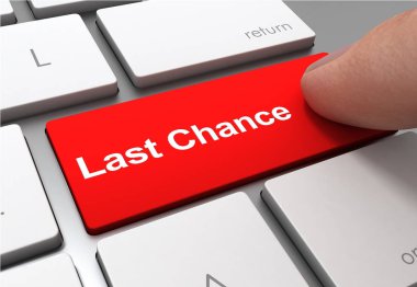 last chance push button concept 3d illustration isolated clipart