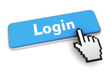 Giriş düğmesi konsepti 3d illüstrasyon izole edildi