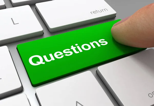 Questions Push Button Concept Illustration Isolated — Stock Photo, Image