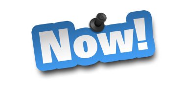 Şimdi konsept 3d illüstrasyon izole