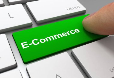 e-ticaret basma düğmesi kavramı 3d çizim