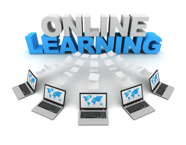 Online learning 3d concept illustration — Stock Photo, Image