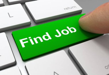 iş basma düğmesi kavramı 3d resimde bulmak